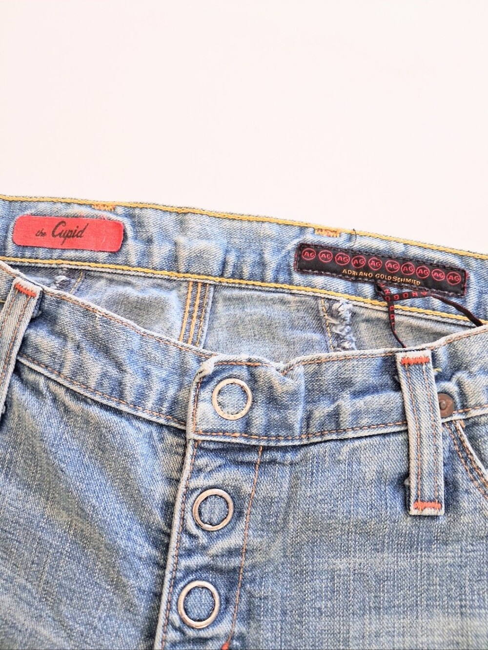 Rare Y2K Vintage AG Adriano Goldschmiel The Cupid Button Fly Light Denim Jeans - Picture 9 of 16